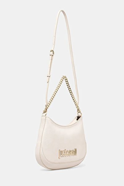 White Chain-Handle Logo Shoulder Bag