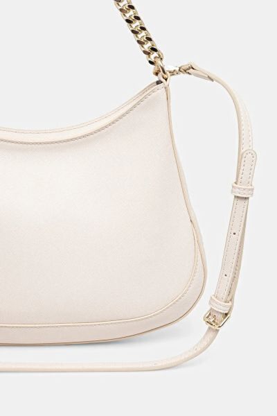 White Chain-Handle Logo Shoulder Bag