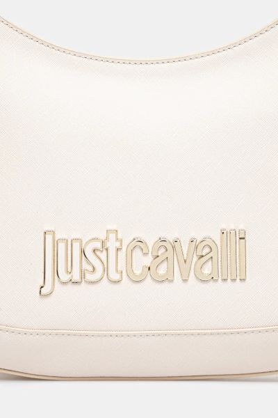 White Chain-Handle Logo Shoulder Bag