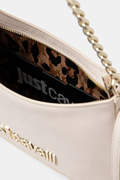 White Chain-Handle Logo Shoulder Bag