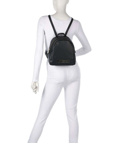 Black Logo Backpack with Zipper Closure