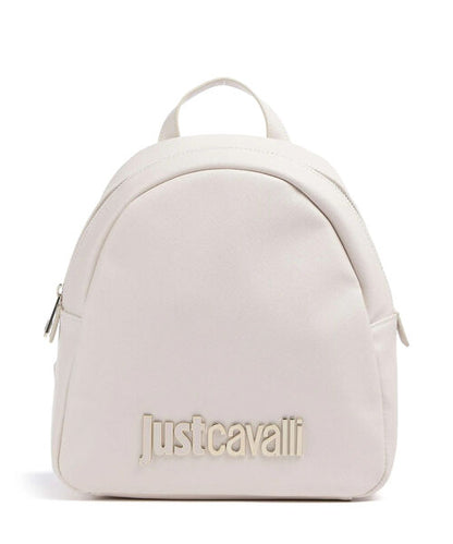 Cream Minimalist Backpack with Logo Detail