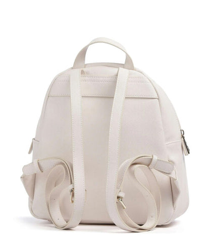 Cream Minimalist Backpack with Logo Detail