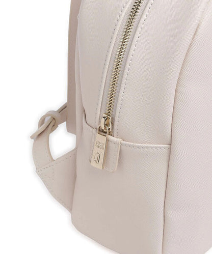 Cream Minimalist Backpack with Logo Detail