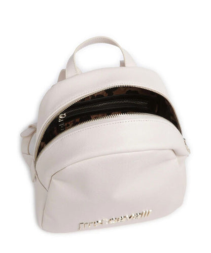 Cream Minimalist Backpack with Logo Detail
