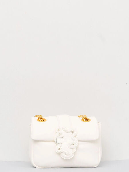 White Quilted Crossbody Bag with Gold Chain