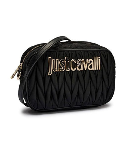Black Quilted Crossbody Bag with Logo Accent