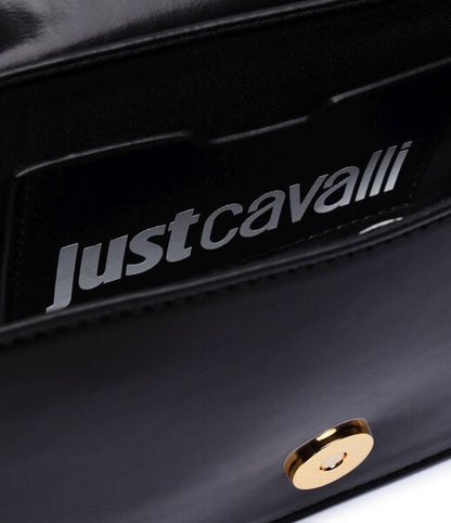 Black Glossy Mini Bag with Gold Chain Detail