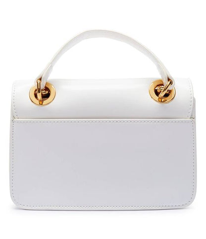 White Structured Shoulder Bag with Gold Chain Handle