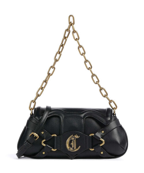 Black Chain-Accent Shoulder Bag