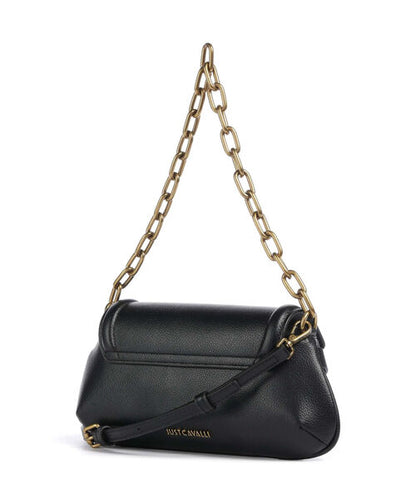 Black Chain-Accent Shoulder Bag