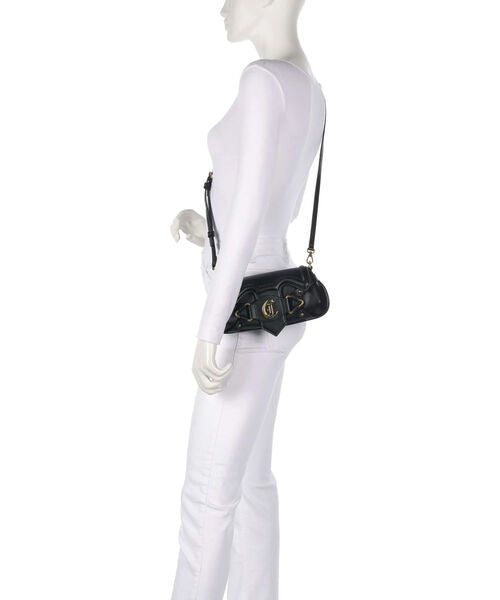 Black Chain-Accent Shoulder Bag