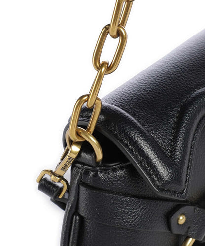 Black Chain-Accent Shoulder Bag