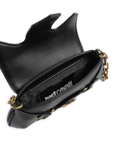 Black Chain-Accent Shoulder Bag