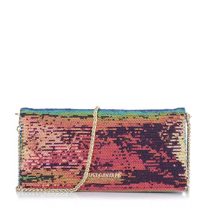 Multicolor Sequin Clutch with Chain Strap