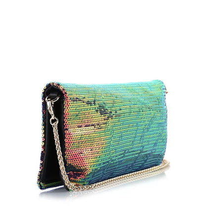 Multicolor Sequin Clutch with Chain Strap