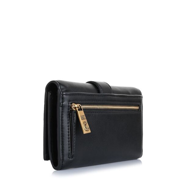 Black Leather Clutch with Snake Accent