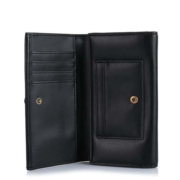 Black Leather Clutch with Snake Accent