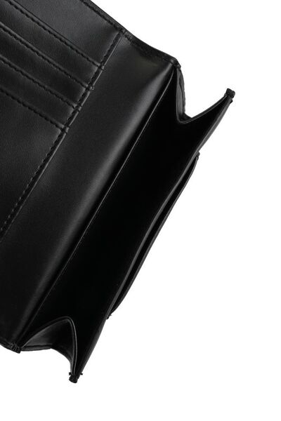 Black Leather Clutch with Snake Accent
