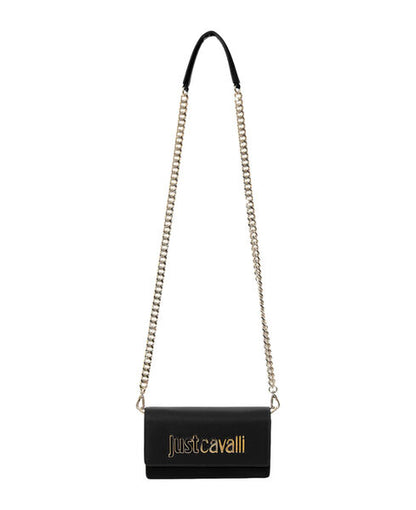 Black Logo Crossbody Bag with Chain Strap