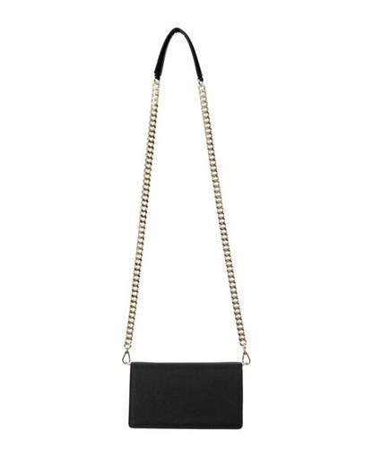 Black Logo Crossbody Bag with Chain Strap
