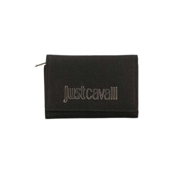 Black Textured Leather Wallet with Logo Detail