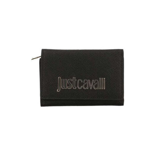 Black Textured Leather Wallet with Logo Detail
