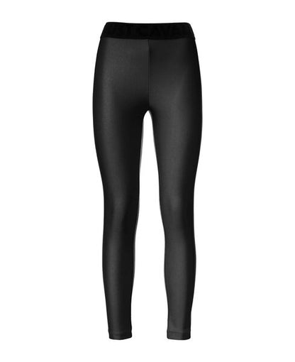 Black Glossy Leggings with Elastic Waistband