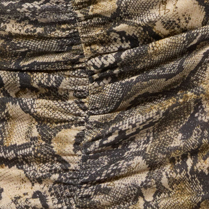 Brown Snake Print Ruched Top with Long Sleeves