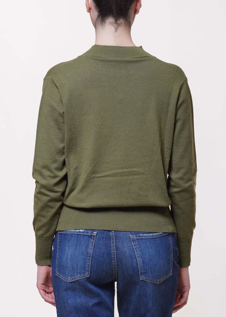 Olive Knit Top with Keyhole Detail