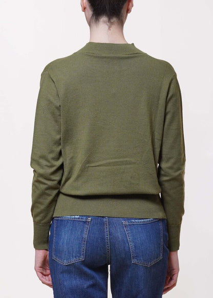Olive Knit Top with Keyhole Detail