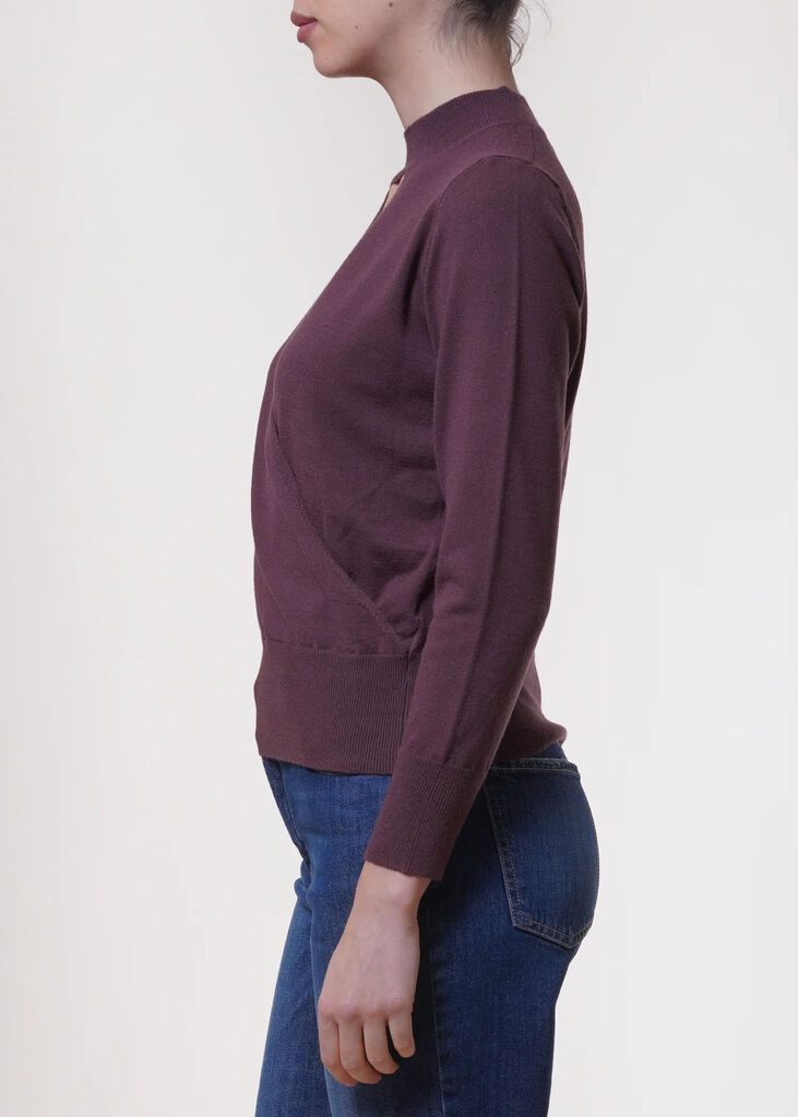 Deep Plum Knit Top with Keyhole Detail