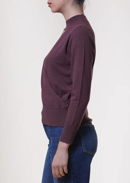 Deep Plum Knit Top with Keyhole Detail