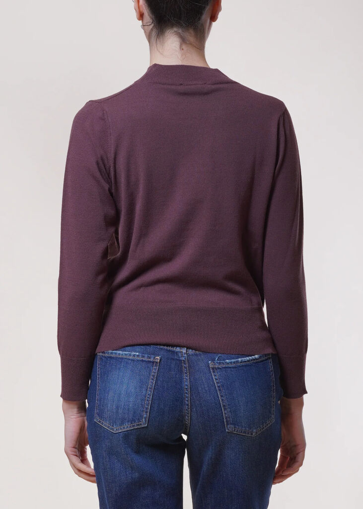 Deep Plum Knit Top with Keyhole Detail