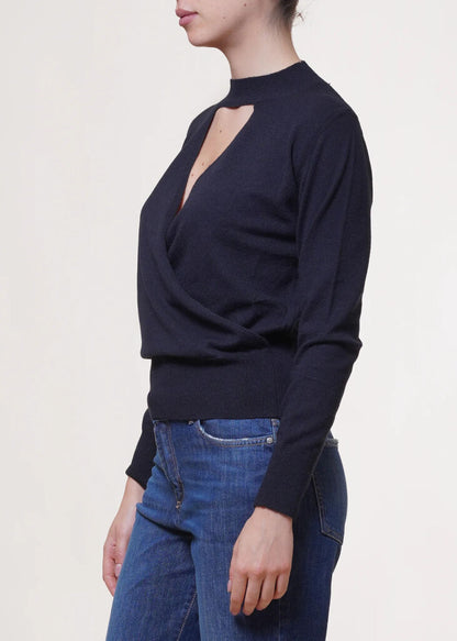 Black Knit Top with Cutout Detail
