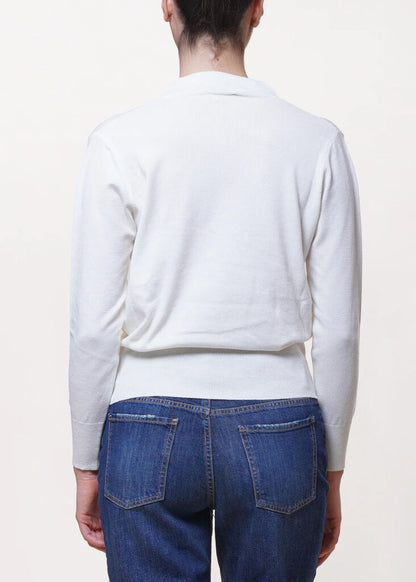 Elegant White Sweater with Keyhole Detail