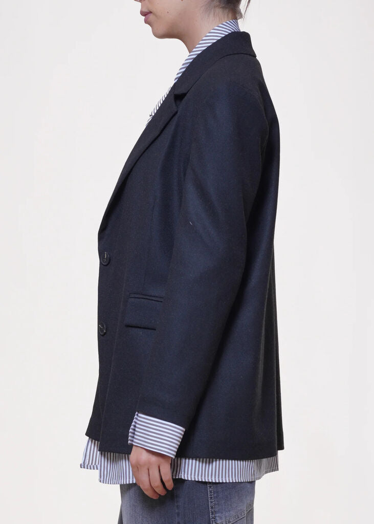 Black Tailored Blazer with Striped Accents