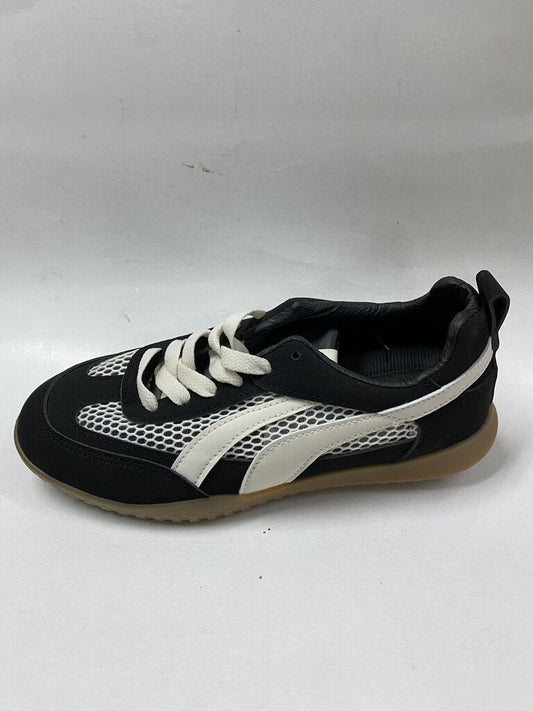 Black Mesh Sneakers with Contrast Detail