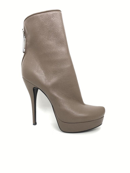 Taupe Textured Ankle Boot with Stiletto Heel