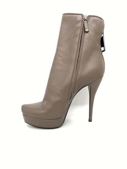 Taupe Textured Ankle Boot with Stiletto Heel