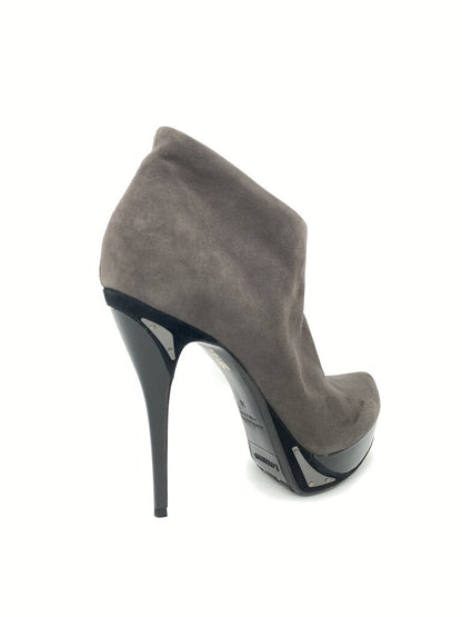 Gray Suede Ankle Boots with Stiletto Heel