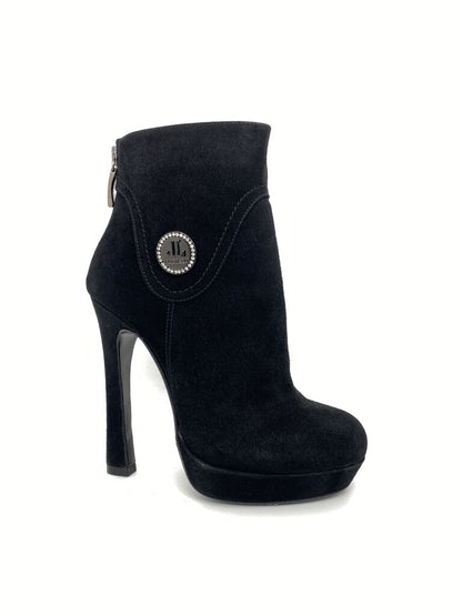 Black Suede Ankle Boots with High Heel