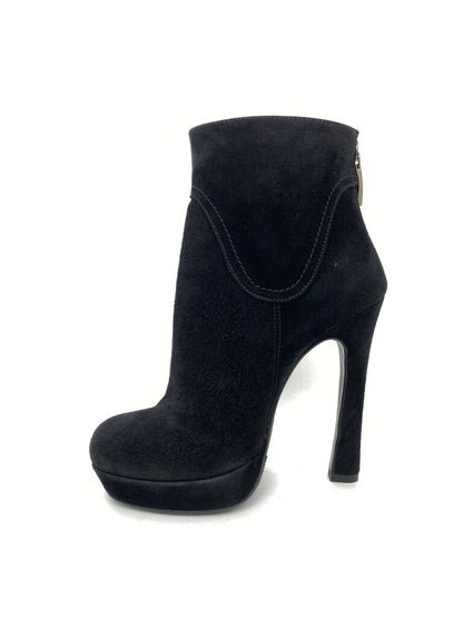 Black Suede Ankle Boots with High Heel