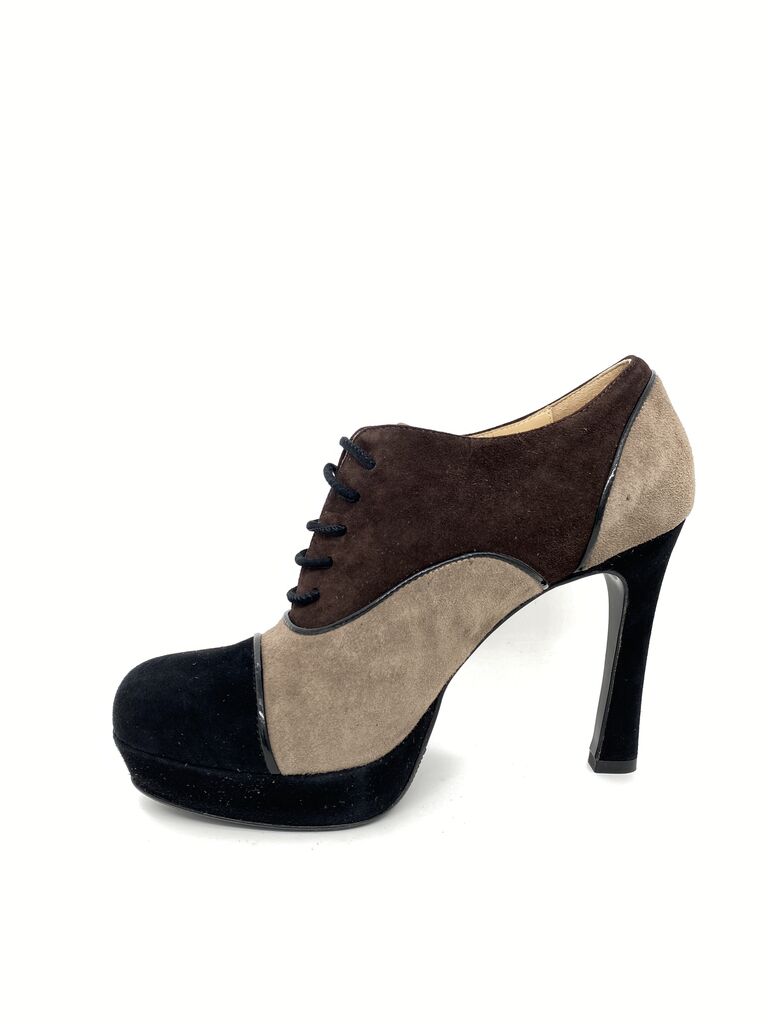 Colorblock Suede Platform Heels