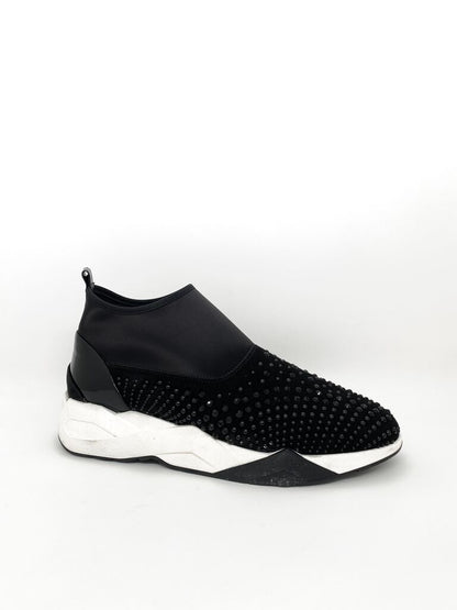 Black Studded Slip-On Sneakers