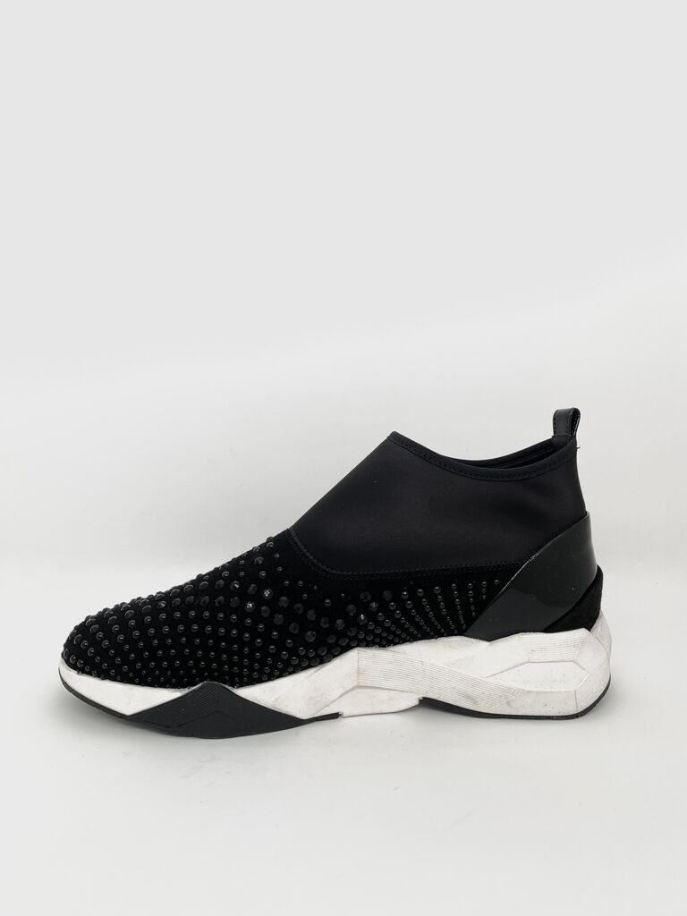 Black Studded Slip-On Sneakers