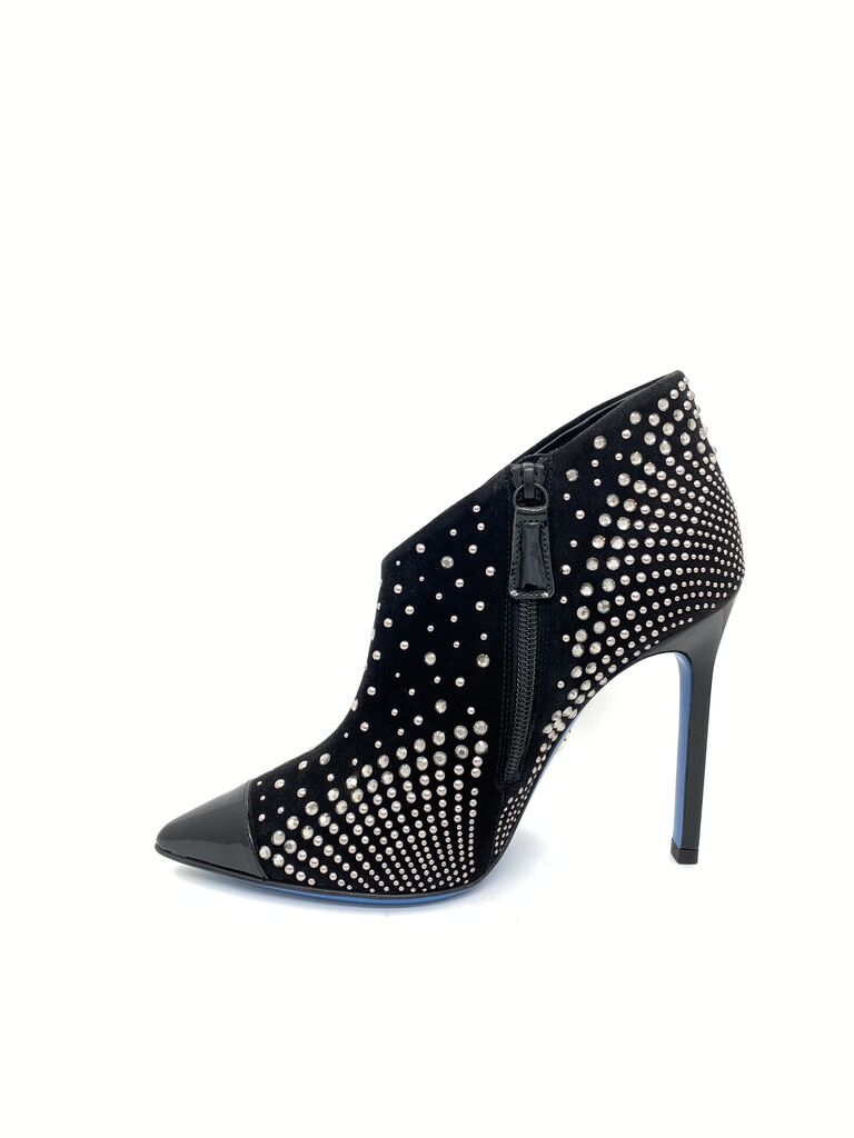 Black Studded Ankle Booties with Stiletto Heel