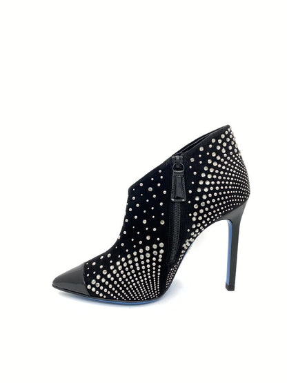 Black Studded Ankle Booties with Stiletto Heel
