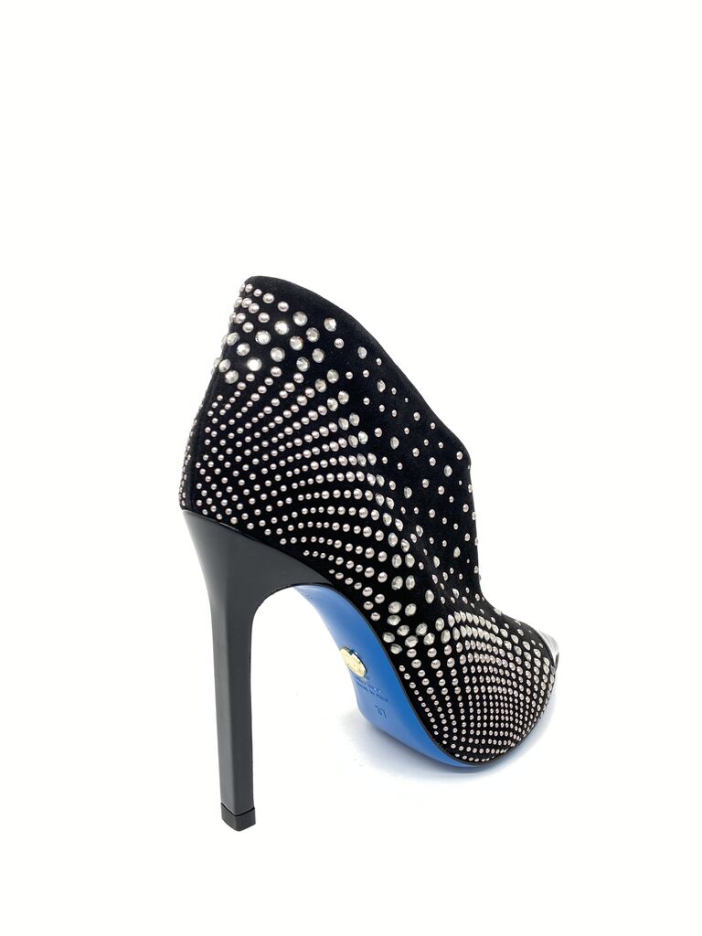 Black Studded Ankle Booties with Stiletto Heel