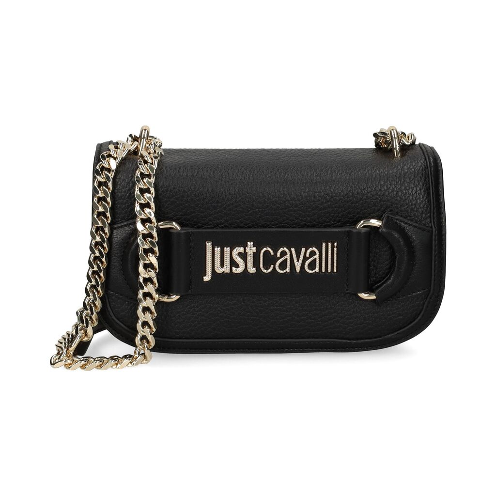 Black Pebbled Crossbody Bag with Chain Strap